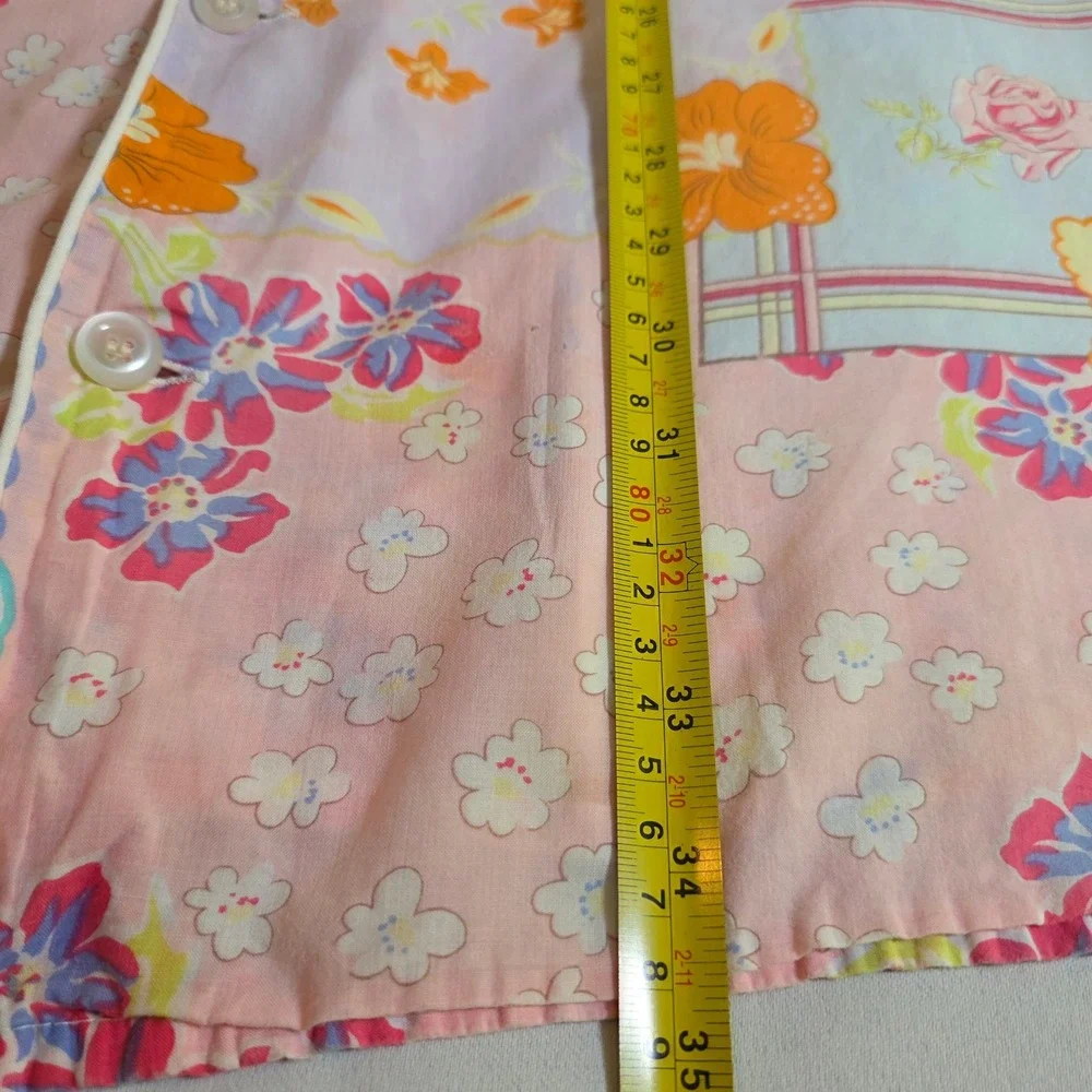 NICK & NORA Women's XL Pastel Calendar Floral Nightshirt Pajama Shirt RARE PRINT